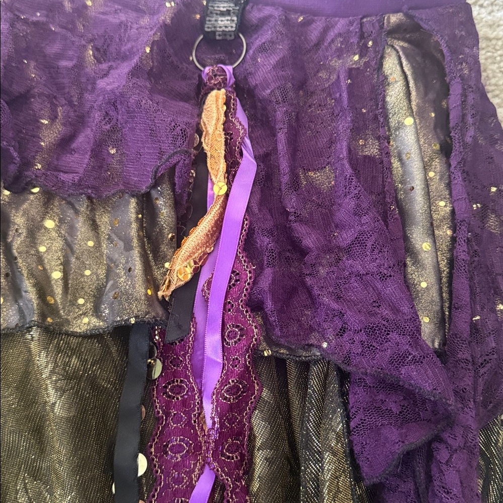 Purple & Gold Fairy Festival Mini Skirt Size Medium w/ Multiple Layers + Fabric - Picture 3 of 6